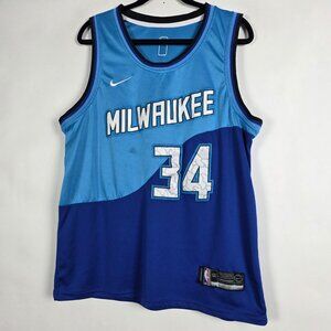 Nike NBA Swingman Bucks Giannis Antetokounmpo 34 Size 50 Blue Basketball Jersey